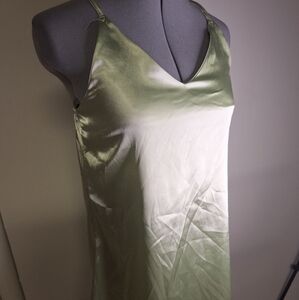 Zaful Sage Green Satin Chemises Size Small